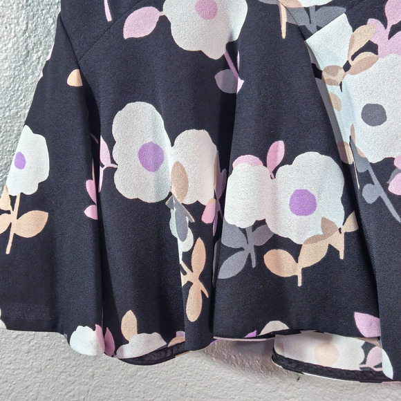 Kate Spade Skirt Floral Flared Black Multicolor Size 6 Cottagecore - Picture 4 of 8